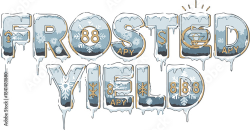 Frosted Yield Holiday Text With Icicles And APY Design