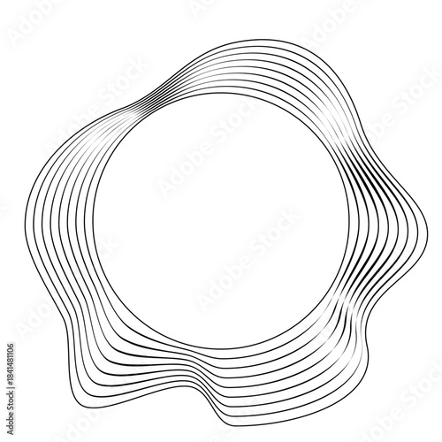 Round curved frame with dynamic wavy stripes