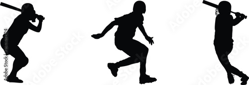 Baseball player silhouettes in different poses vector design, Sports action baseball silhouette collection