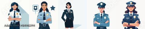 Beautiful, Elegant, and Confident Policewomen Vector Illustration