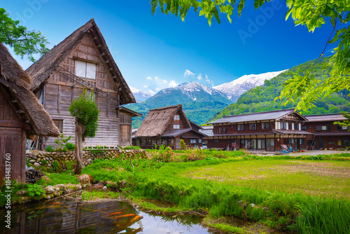Historical Japanese Village or Shirakawago (ogimachi village) in Gifu Prefecture Chubu Region1995 was registered as a World Cultural Heritage Site together with Gokayama, travel landmark of Japan