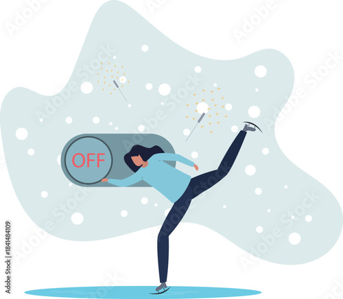 Switch off or turn off setting preference, analytics control panel or power shutdown electricity, saving energy and ecology concept.life and employment of people.