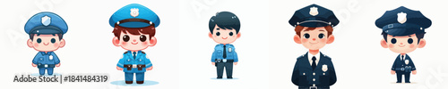 Cute and Handsome Police Boy Outfit Vector Illustration