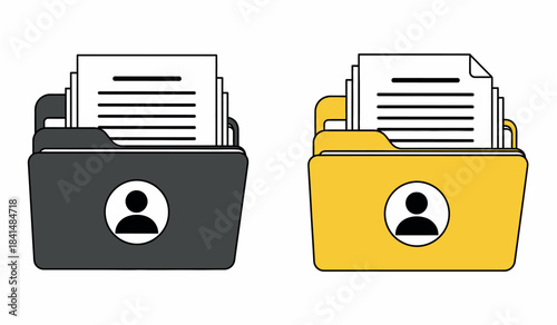 File folders with papers cartoon illustration vector image