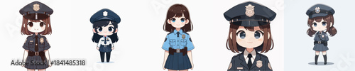 Cute and Adorable Police Girl Outfit Vector Illustration
