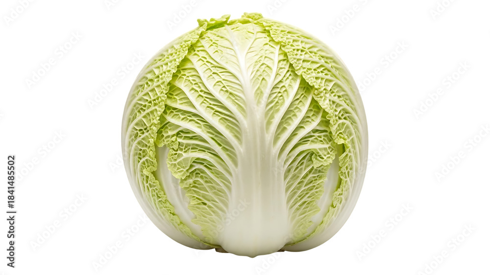 Fototapeta premium Fresh Green Cabbage on Transparent Background CloseUp