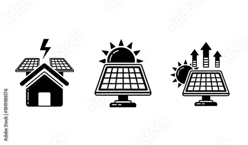 Sustainable energy sources icons set black and white