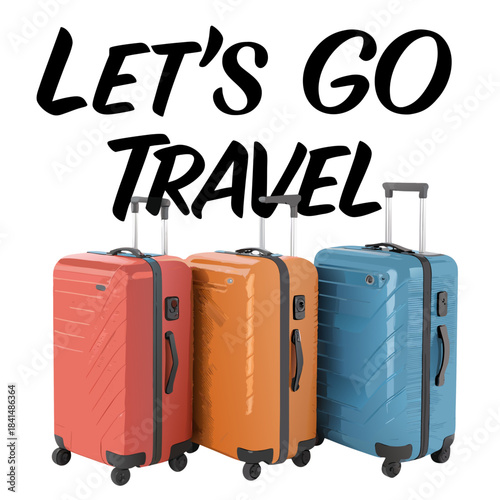 travel suitcase vector illustration on transparent Background. Vector illustration of a set of three hard-sided spinner suitcases in red, orange, and blue , travel bag set on transparent Background 