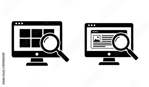 Digital investigation concept with computer screens magnifier