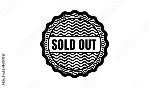 Vintage sold out stamp with wavy border design