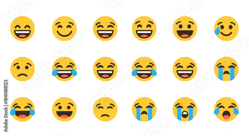 Collection of Yellow Emoji Faces Expressing Various Emotions.