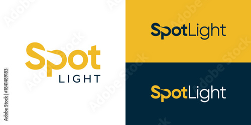 Creative wordmark spotlight logo template. Simple light beam in letter S and P for spotlight logo design vector illustration.
