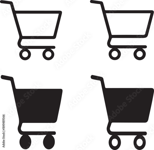 Isolated Shopping icon, shopping cart retail, retail shopping purchase, minimal black outline, thin stroke vector, editable design, modern ui element, buyer focused shopping icon