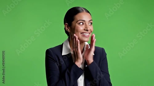 Foggy lake reflections with subtle ripple effects with fascinated and impressed business man effect green screen style featuring