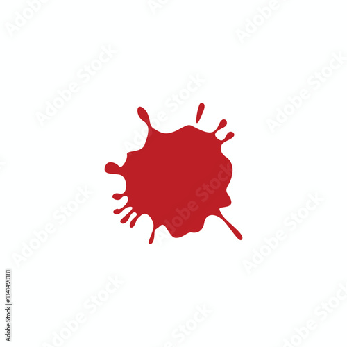 Single realistic red blood splatter drop vector. Ideal graphic element for forensic, Halloween, horror, and crime scene posters or web design. Isolated on white