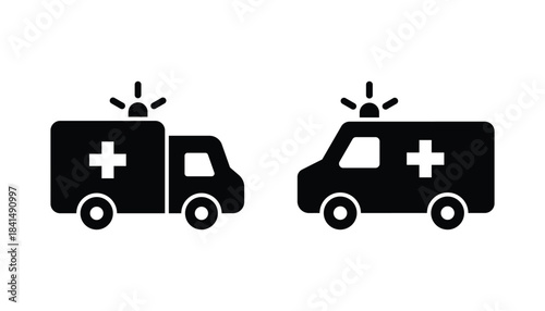 Ambulance vehicle icon vector illustration. Ambulance car icon. Medical car icon