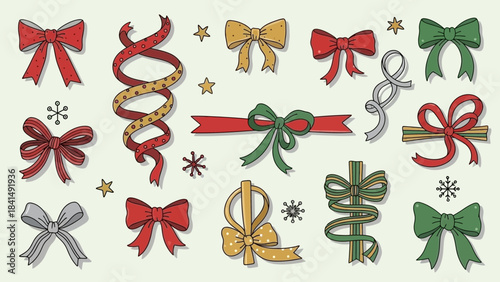 Festive Ribbons: A delightful assortment of colorful ribbons, each with unique designs, adorns the frame, exuding a sense of celebration and joy.