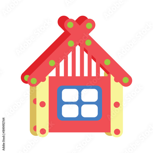 Colorful playhouse for a children's playground. Vector illustration on a white background.