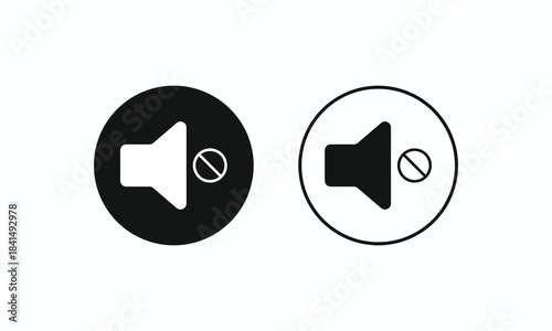 Mute speaker icon set. Volume off symbol collection. Silent mode button for web and mobile app interface. Modern flat vector
