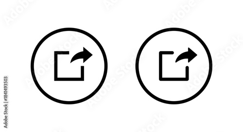 Share and export square with arrow icon. Send, sharing, and forward symbol in circular outline