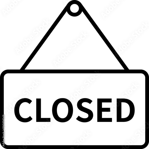 店舗クローズドの看板のシンプルなアイコン