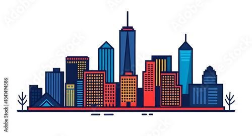 urbanity, megacity, citylineart, skylineicon, cityoutline, buildingicon, highrise, tower, block, apartment, office, businessdistrict, cbd, financialdistrict, citygrid, streetscape, rooftops, cityblock