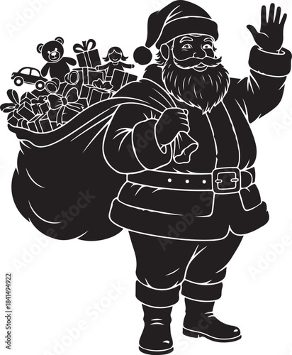 Santa Claus with a bag of gifts and toys Christmas holiday