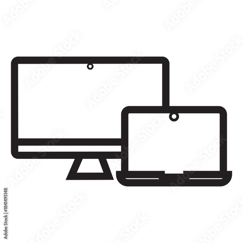 device and technology line icon.  electronic devices and handphone, computer, equipment and electronics. smarphone, tablet, keyboard, computer monitor, laptop and camera symbol collection. vektor.