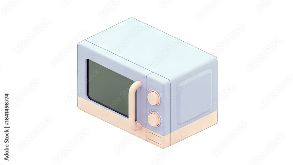 Fototapeta premium Microwave Oven Illustration: Isometric View in Kitchen