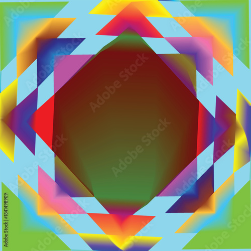 Geometric Shapes Diamonds Squares colored Frame Stock