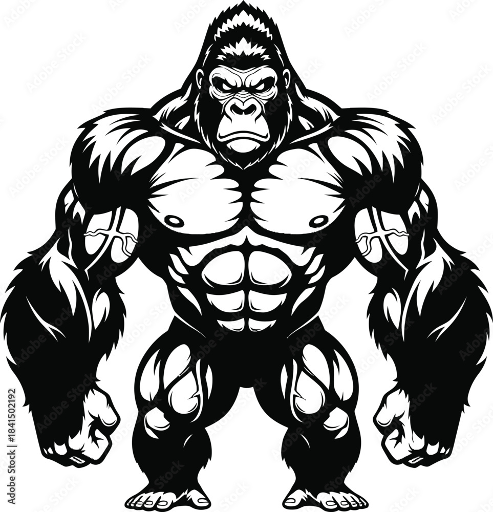 Fototapeta premium Strong muscular gorilla illustration