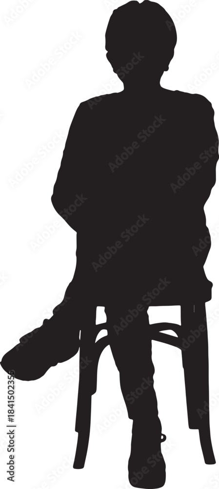 Obraz premium vector, silhouette of front view of a full portrait of happy senior woman sitting