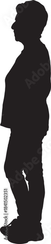 vector, silhouette of side wiew of a happy senior woman