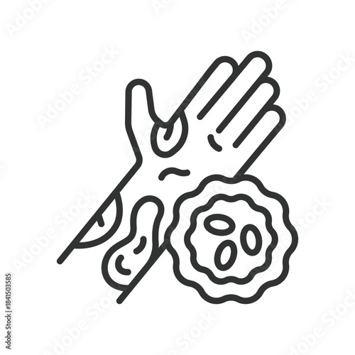 Skin cancer icon in line design. dermatology, melanoma, cancer cell, diagnosis, screening, pathology, treatment on white background vector. skin cancer editable stroke icon