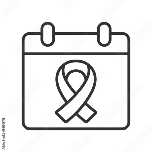 World cancer day icon in line design. awareness ribbon, oncology symbol, prevention, health, support, hope on white background vector. cancer awareness editable stroke icon