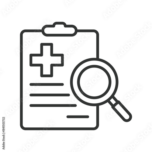 Diagnosis icon in line design. oncology exam, cancer detection, medical analysis, pathology, screening, treatment on white background vector. cancer diagnosis editable stroke icon