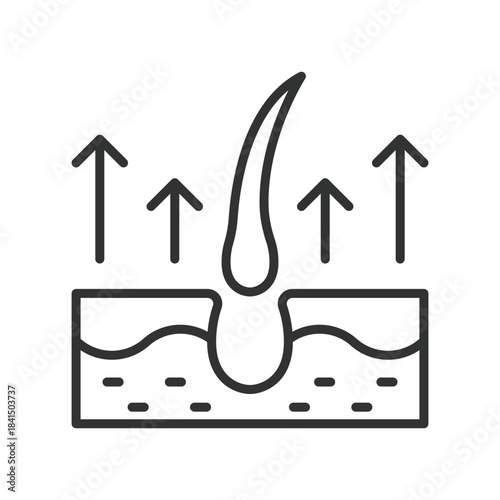 Hair loss icon in line design. chemotherapy side effect, oncology treatment, patient health, symptom, medical care, support on white background vector. cancer treatment editable stroke icon