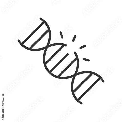 DNA mutation icon in line design. genetic change, oncology, cancer cell, diagnosis, pathology, research, screening on white background vector. cancer genetics editable stroke icon
