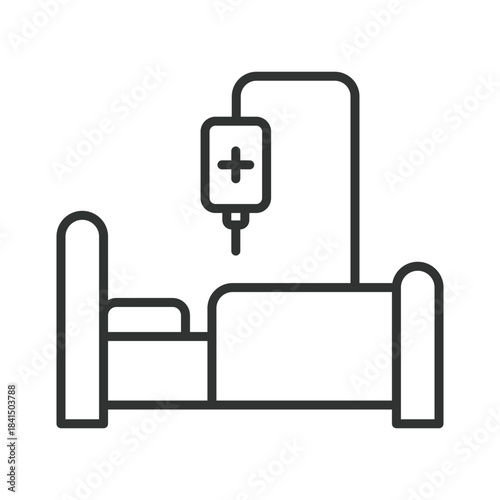 Chemotherapy icon in line design. oncology treatment, cancer therapy, patient care, infusion, medical procedure, recovery on white background vector. cancer treatment editable stroke icon