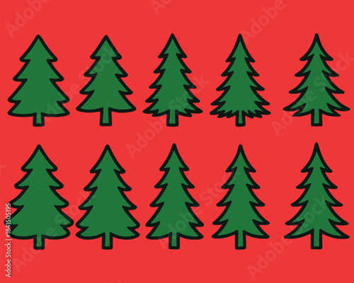 Christmas tree branches set pattern, green nature winter snow forest illustration, holiday season design