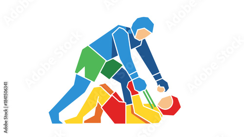 Dynamic Grappling Match Illustration Combat Sports Art