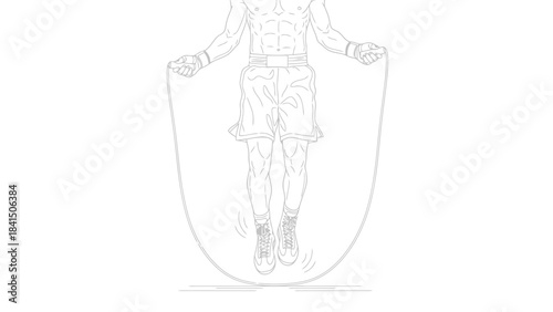 Athletic Man Jumping Rope Exercise Training Sports Concept Fitness Activity