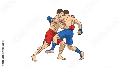 Intense Close Combat Grappling Match Between Two Athletes
