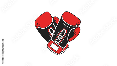 Red Boxing Gloves Crossed Combat Sports Equipment Illustration Symbol