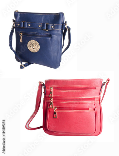 A small handbag with a textured front flap, a short shoulder strap, and a butterfly-shaped metal detail on the front.
