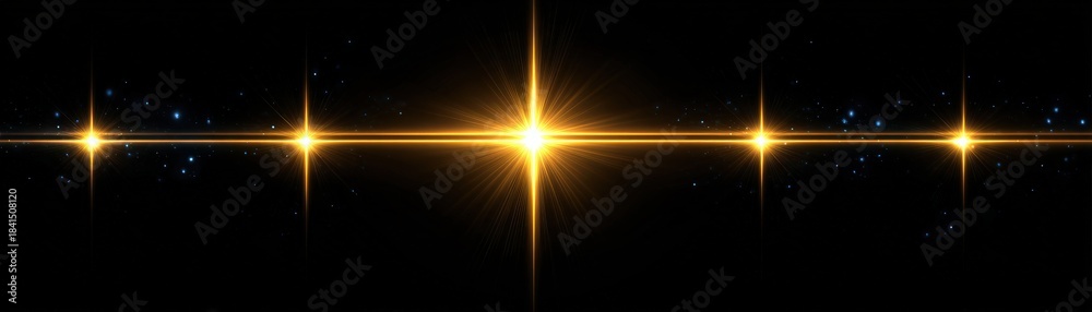 Obraz premium A stunning cosmic image featuring bright golden stars against a black background, creating a mesmerizing celestial effect.