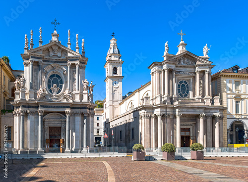 Torino, Italy, churches in Piazza San Carlo
