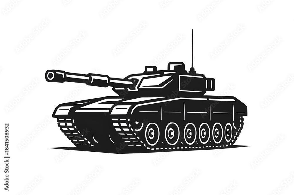 Obraz premium Tank Vector Illustration – Military Armored Vehicle