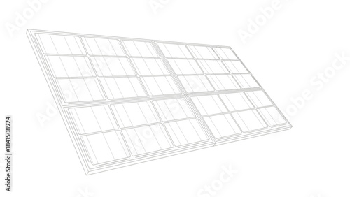  Simple Outline Line Art of a Photovoltaic Solar Panel Array - Renewable Energy Concept