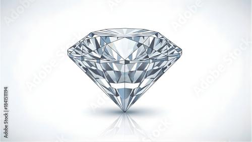 Exquisite, perfectly cut diamond reflecting brilliant light on a clean, bright white background, symbolizing luxury and rarity
